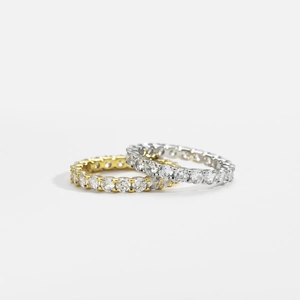 S925 sterling silver eternity rings with cubic zirconia pavé setting in gold and silver