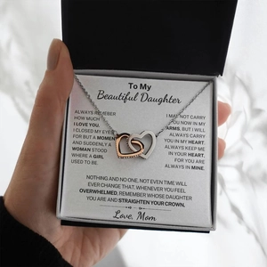 Collier double cœur en argent S925 dans son coffret cadeau avec carte de message