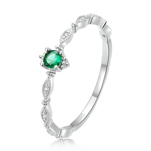 S925 Sterlingsilber Grüner Zirkonia Ring Für Damen Minimalistisch Geometrisch Weißgold Plattiert Fingerring Schmuck Geschenk