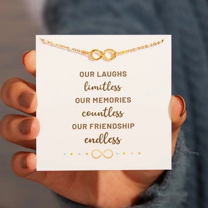 S925 silver golden infinity charm bracelet with colorful beads on friendship gift card