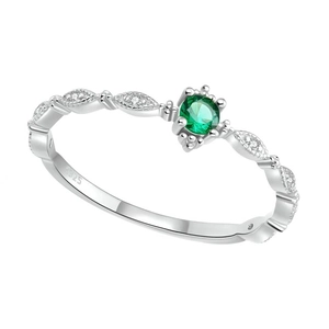 Eleganter S925 Sterlingsilber Ring mit rundem grünem Zirkon und Pavé-Diamanten