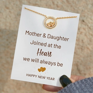 925 silver double heart circle necklace in gold finish with festive gift card