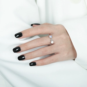 Minimalistischer S925 Sterling Silber Ring mit Herz-Kristall und strukturierter Oberfläche