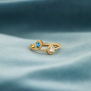 925 Sterling Silver Double Layer Oval Zirconia Ring Gold Plated Birthstone Fashion Finger Ring Jewelry For Women