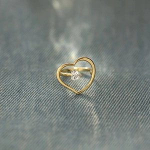 S925 Sterling Silver Hollow Heart Zirconia Ring Gold Plated Heart Inlay Minimalist Fashion Western Style Finger Jewelry For Women