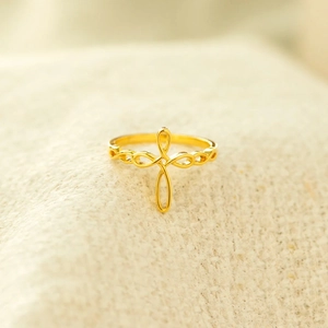 925 Sterling Silver Cross Infinity Ring For Women Gold Plated Fashion Geometric Finger Ring Lucky Jewelry Gift