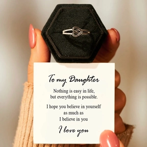 S925 sterling silver double heart ring with a velvet gift box and message card