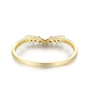 Elegant s925 silver V-shaped chevron ring with small heart accents and micro diamonds