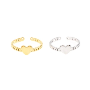 Minimalist S925 sterling silver heart open rings in gold and silver hollow chain style