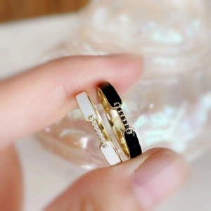 S925 Sterling Silver Enamel Rhinestone Geometric Ring For Women Minimalist Fashion Finger Ring Trendy Jewelry Gift