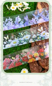 Détails de rubans PET transparents à motifs floraux et papillons pour scrapbooking
