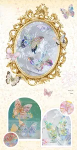 Detailed view of laser-cut butterfly stickers with shell light and galaxy light effects