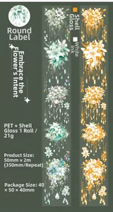 Dettaglio macro del nastro PET floreale con finitura a conchiglia e design a giglio