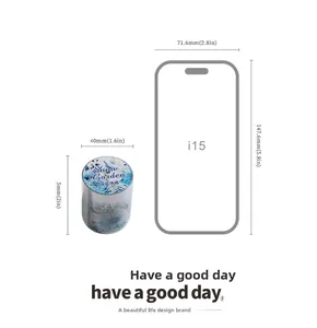 Size comparison of floral tin canister with phone showing 40mm diameter and 50mm height