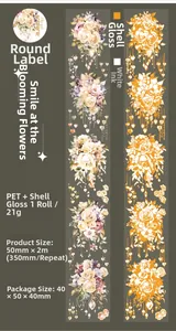 Nastro decorativo in PET con effetto luce a conchiglia e motivi floreali pendenti