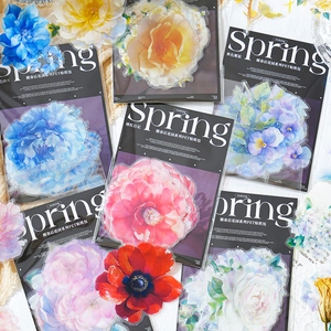 Pegatinas de PET Florales Serie Awakening Spring Garden Retro Flores Pintadas a Mano para Scrapbooking y Decoración