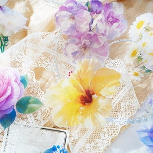 Pegatinas florales de PET para scrapbooking con motivos de flores coloridas en acuarela