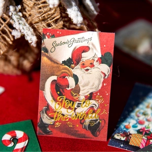 Vintage-Weihnachtsaufkleber Set mit Goldfolie und Weihnachtsmann für Bullet Journal