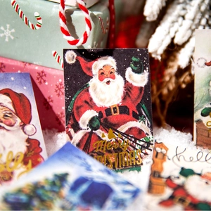 Vintage-Weihnachtskarten Set mit Goldfolienprägung und klassischen Weihnachtsmann-Motiven