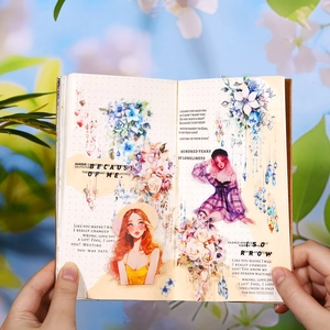 Adesivi floreali estetici in PET con personaggi anime per decorare quaderni e diari DIY
