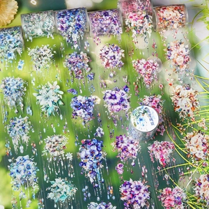 Nastri adesivi PET floreali con ciondoli a fiore per journaling creativo fai-da-te