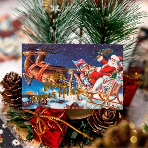 Vintage Weihnachts-Sticker-Set mit Goldprägung und Weihnachtsmann-Motiv für Scrapbooking