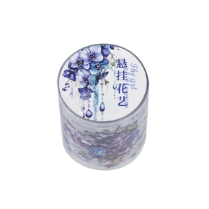 Nastro adesivo washi decorativo con motivi floreali blu e viola per scrapbooking DIY