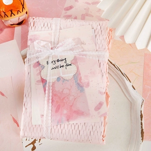 Artistic light and shadow DIY scrapbooking paper kit with pink honeycomb wrap and lace