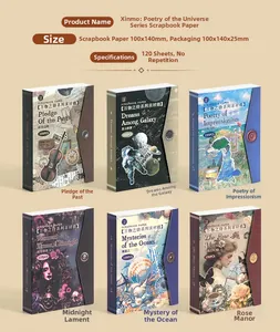 Macro view of vintage style scrapbooking paper sets in 100x140mm size for DIY journaling