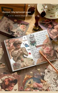 Detailed view of The Rose Manor 120pcs vintage scrapbooking paper set with floral art