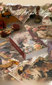 Detail of Rose Manor vintage scrapbook paper set with Victorian lady portrait and roses