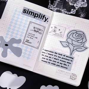 Moderne zilveren scrapbookingstickers met botanische en tekstontwerpen voor DIY-dagboeken