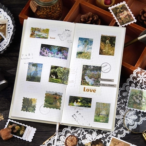 Impressionist vintage oil painting stamp stickers for DIY journaling decoration