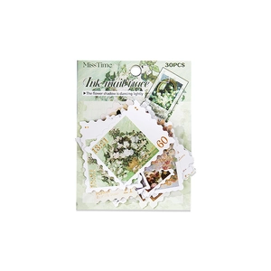 Miss Time Ink Mail Trace vintage floral stamp stickers 30 pieces set for DIY journaling