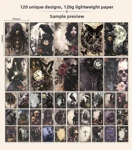 Detail of dark gothic scrapbooking paper set featuring crow and skull designs