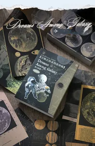 Detailed view of Dreams Among Galaxy vintage scrapbooking paper with astronomical designs