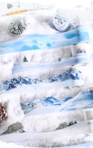 Detailed display of 45mm PET snow landscape decorative tape with realistic winter forest motifs