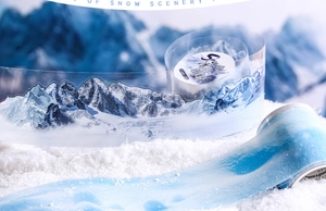 Detailed snow scenery PET tape featuring realistic mountain and glacier landscapes