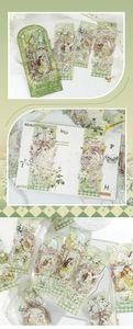 Diseño vertical de pegatinas PET vintage de flores y niñas, 10 piezas para scrapbooking