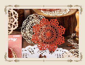 Detailed view of vintage laser-cut lace paper for scrapbooking and artistic collage