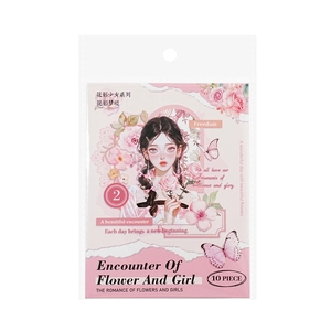 Pack de 10 pegatinas PET serie Floral Girl para scrapbooking y decoración creativa