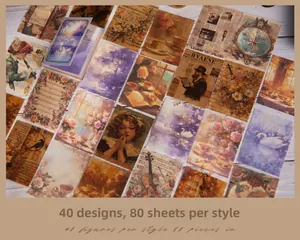 Λεπτομέρεια από 80 vintage χαρτιά scrapbooking με λουλουδάτα μοτίβα και κλασικά σχέδια