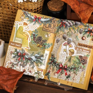 Pegatinas PET vintage con motivos botánicos y de invierno para decoración de diarios y manualidades