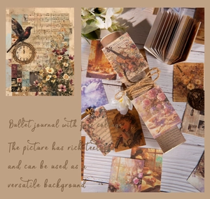 Λεπτομέρεια vintage χαρτιού scrapbooking με νότες, πουλιά και λουλουδάτες υφές