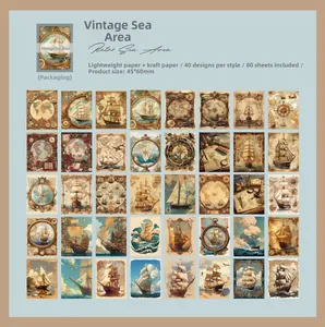Λεπτομέρεια vintage χαρτιών scrapbooking με ιστιοπλοϊκό θέμα και 40 ναυτικά σχέδια