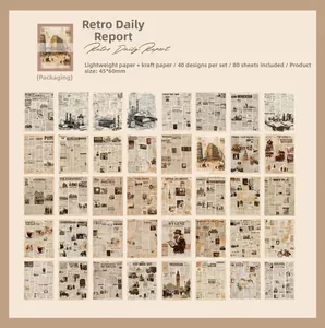 Λεπτομέρεια από 80 vintage χαρτιά scrapbooking από ελαφρύ υλικό κραφτ υψηλής ποιότητας