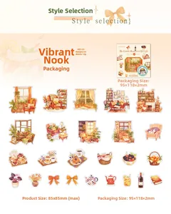 Detaillierte Übersicht von 25 PET-Aufklebern mit Aquarellmotiven für Wohnkultur und DIY