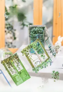 Macro detail of PET decorative tape with vintage vine and window frame illustrations