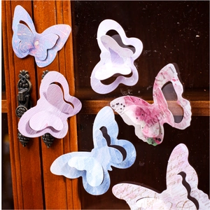 Retro 3D butterfly stickers with vintage script for DIY scrapbooking decoration