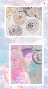 Close-up of assorted laser stickers with floral and rabbit patterns for journaling